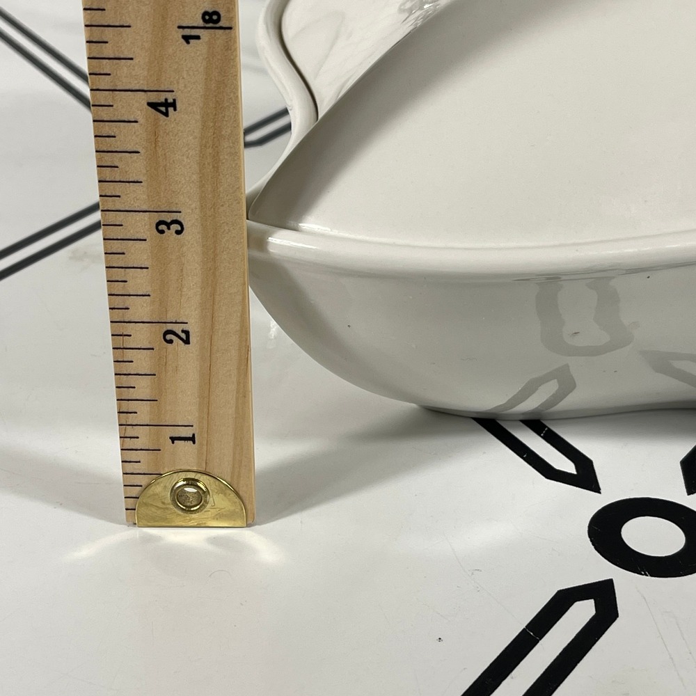 Godinger 1 QT Covered Porcelain Baker w Chrome Warmer Stand White Vintage - Picture 10 of 15